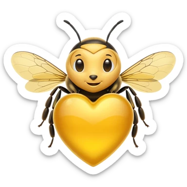 yellow heart with a honeybee sticker