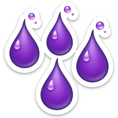 3 purple Drops with kool aids signature color, Juicy , no faces, just like the drops emoji 💦, just singular no extras, spraying left sticker
