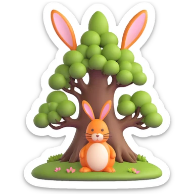 a very large tree shaped like a giant rabbit sticker