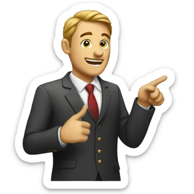 business man pointing directly at camerea sticker