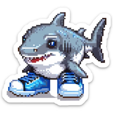 adorable small shark with blue shoes sticker
