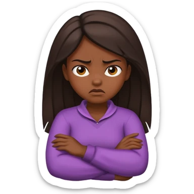 Crossing arms by neck angry girl sticker