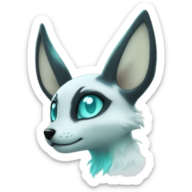 Shiny White Pastel Albino Umbreon with cyan eyes and cyan markings sticker