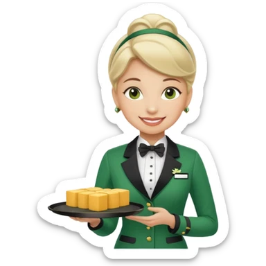 Lady hotel butler with green uniform  sticker