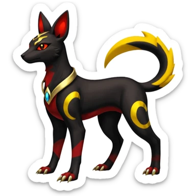 Shiny 4-legged Umbreon-Houndoom-Anubis-Salandit-Zeraora-fusion, full body sticker