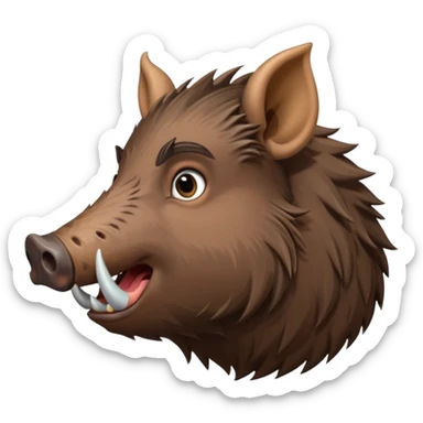 Wild boar face side view with long tusks emoji realistic sticker