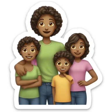 Family with four children sticker