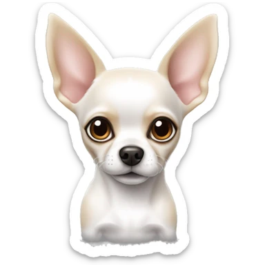 Perrito chihuahua color blanco completamente y orejas hacia abajo sticker