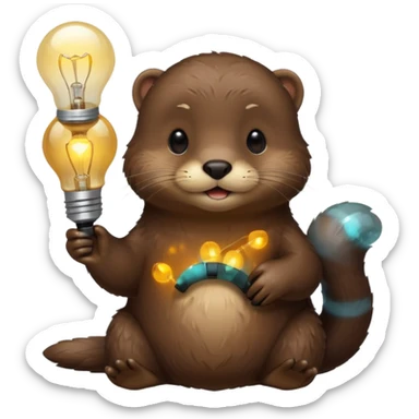 otter holding a lightbulb sticker