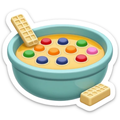 tazita de sopa, pastillas en estilo aesthetic y una camita rosada. sticker