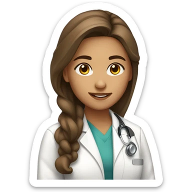 a teenager doctor 20 years old girl student tan skin, brown hair sticker