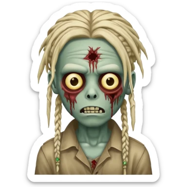 zombie boy with dreadlocks covering his eyes sticker