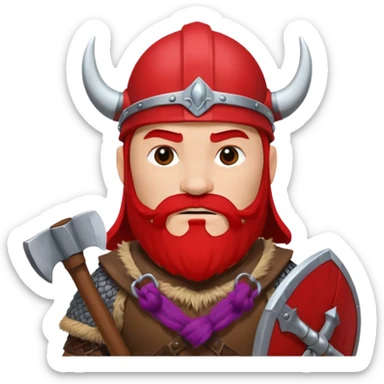 Viking avec une hache et un casque rouge  sticker