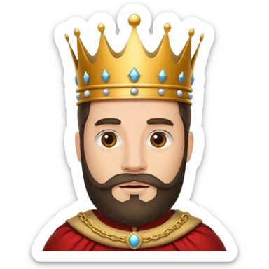 King with crown and beared with white background  sticker