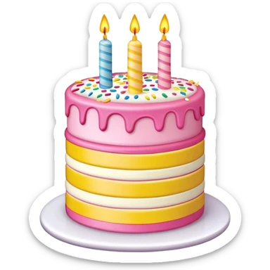 Colorful three layer birthday cake with sprinkles  sticker