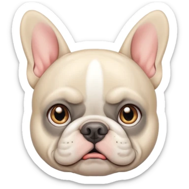 jealous white french bulldog with gray ears sticker