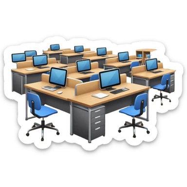 large study space with students working separately sticker