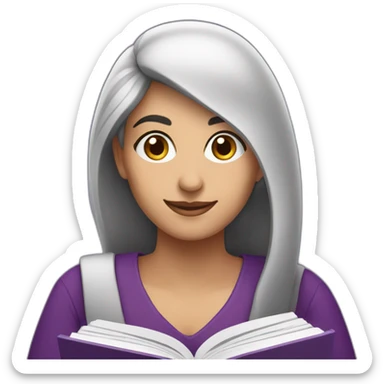 Armenian women with the purple clothes reading book and looking at camera and smiling  sticker