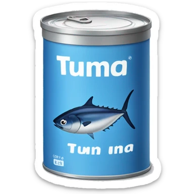  Blue can of tuna is a compact, cylindrical container designed to preserve and store tuna fish. sticker