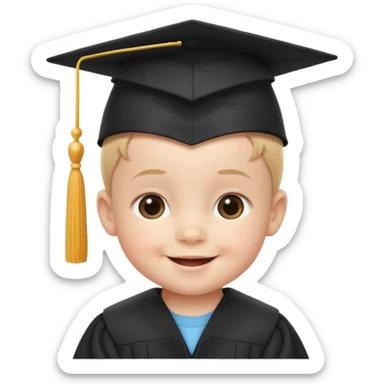 baby wearing a graduation hat, feels happy, age 3-5 kid
just need face and hat sticker