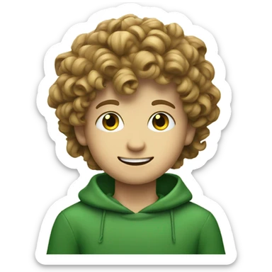 a boy with met krullende haren en groene ogen sticker
