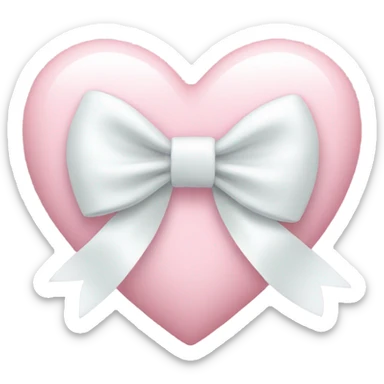 Pastel pink heart with white bow sticker