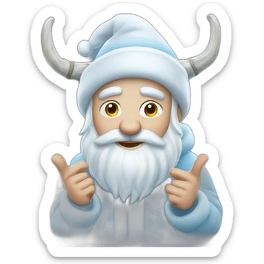 Father Frost shows hand sign of the horns sticker