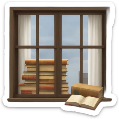 Books entering by a window sticker