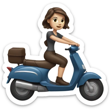 White women with Blue eyes and chocolate hair on scooter at the summer sticker