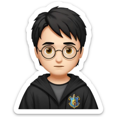 Draw Harry Potter with round glasses, messy black hair, Hogwarts robe & lightning scar on his forehead. sticker