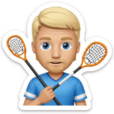 Blonde white with blue eyes and slight facial hair lacrosse guy  sticker