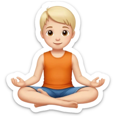 child sitting cross-legged on the floor, cheerful and calm sticker