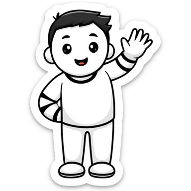 man waving sticker