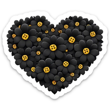 Heart filled with black flowers sticker