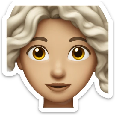 a woman with wavy long, brown hair, very white skin and brown eyes sticker