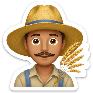 Campechano con una ramita de trigo en la boca sticker