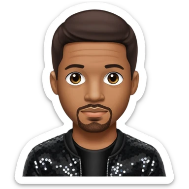  Stevie J, Record Producer with dark brown hair, black sequin outfit sticker