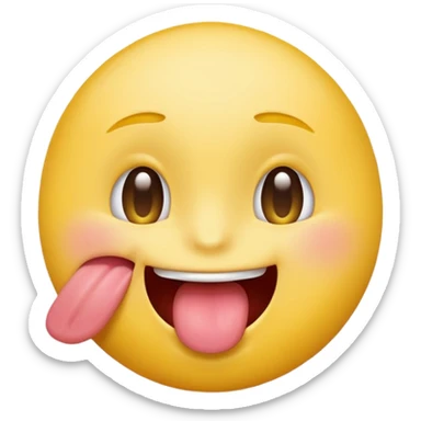 yellow default emoji with teenager tongue sticking out and winking￼ sticker