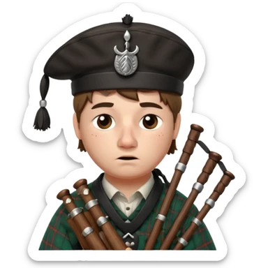 Sad small bagpiper with one tear On his cheek sticker