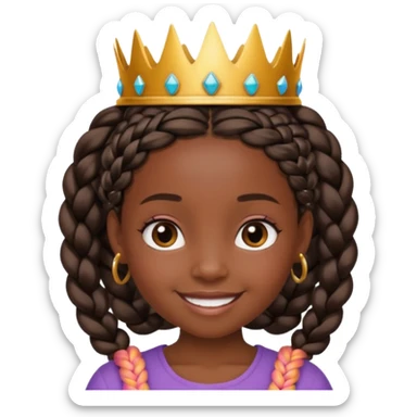 black girl kid with braided crown sticker