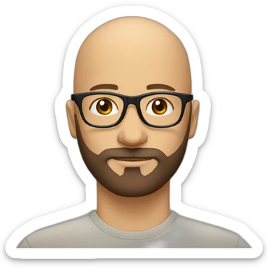 bald man - clear framed glasses - brown thick beard sticker