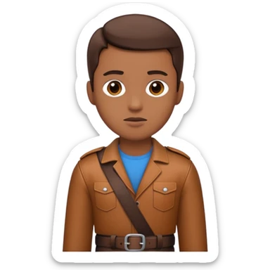 Person with straight face and belt in hand sticker