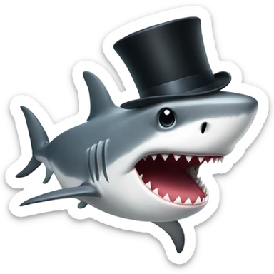 Shark with a top hat sticker