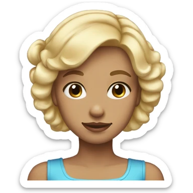 a girl with short blonde hair blue eyes and a bow in the hair  sticker