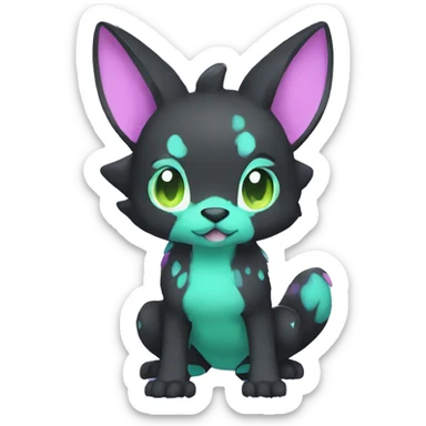 Cute cool black green blue purple pink animal hybrid Fakemon full body sticker