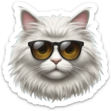 fluffy Cat with sunglasses sticker