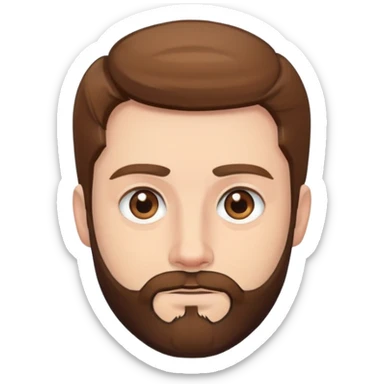 white man with brown hair and beard and hazel eyes wearing black sticker