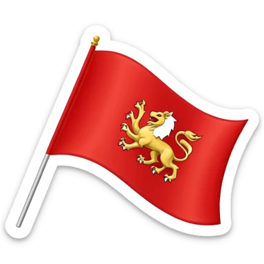 “Emoji-style red waving castle flag, flat clean lines, simple heraldic shape, no castle shown.” sticker