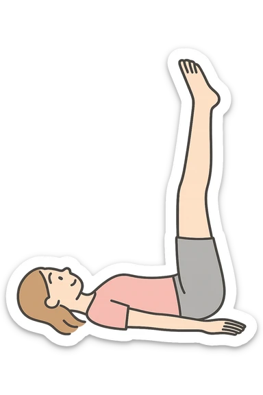 Donna con gambe alzate sdraiata per la routine circolatoria sticker