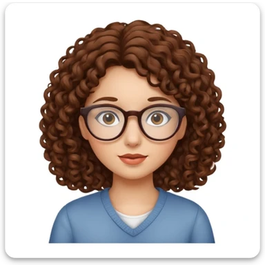 Rapariga, com óculos, cabelo castanho, aos caracóis, comprido sticker